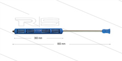 S3-350 - lans - L=800mm - recht - RVS - blauw - open isolatie L=360mm - 350 Bar - max 160°C