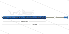 S3-350 - lans - L=1050mm - recht - RVS - blauw - open isolatie 2 x L=360mm - 350 Bar - max 160°C