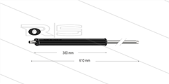 SF41 lans - L=610mm - recht - staal verzinkt - isolatie L=350mm - 360 Bar - max 160°C - 2 x 1/4" bu