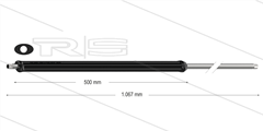 SF41 lans - L=1067mm - recht - staal verzinkt - isolatie L=500mm - 360 Bar - max 160°C - 2 x 1/4" bu