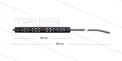 RP2 lans - L=900mm - gebogen - RVS - open isolatie L=395mm - 250 Bar - max 150°C - 2 x 1/4" bu
