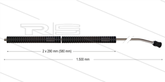MT3 lans - L=1500mm - gebogen - RVS - isolatie 2 x L=290mm - 250 Bar - max 160°C - 2 x 1/4" bu