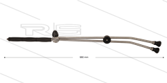 RP53 dubbele lans - L=980mm - RVS - bovenknop - isolatie L=290mm - 400 Bar - max 80°C - 1/4" bu