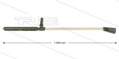 LD9 dubbele lans - L=1090mm - RVS - met zijgreep - 250 Bar - max 160°C - excl. nozzles - 1/4" bu
