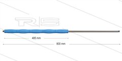 RP002 lans - L=800mm - recht - RVS - blauw - isolatie L=485mm - 500 Bar - max 80°C - 2 x 1/4" bu