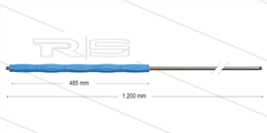 RP002 lans - L=1200mm - recht - RVS - blauw - isolatie L=485mm - 500 Bar - max 80°C - 2 x 1/4" bu