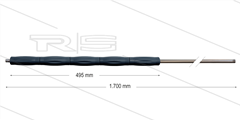 RP10 lans - L=1700mm - recht - RVS - isolatie L=495mm - 400 Bar - max 80°C - 2 x 1/4" bu