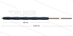 RP10 lans - L=2000mm - recht - RVS - isolatie L=495mm - 400 Bar - max 80°C - 2 x 1/4" bu