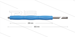 RP10 lans - L=600mm - recht - RVS - blauw - isolatie L=295mm - 400 Bar - max 80°C - 2 x 1/4" bu
