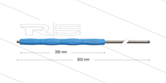 RP10 lans - L=800mm - recht - RVS - blauw - isolatie L=395mm - 400 Bar - max 80°C - 2 x 1/4" bu
