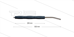 RP10 lans - L=500mm - gebogen - RVS - isolatie L=295mm - 400 Bar - max 80°C - 2 x 1/4" bu