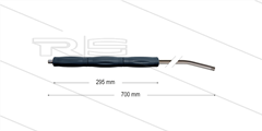 RP10 lans - L=700mm - gebogen - RVS - isolatie L=295mm - 400 Bar - max 80°C - 2 x 1/4" bu