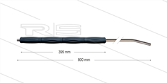RP10 lans - L=800mm - gebogen - RVS - isolatie L=395mm - 400 Bar - max 80°C - 2 x 1/4" bu