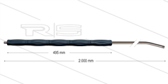 RP10 lans - L=2000mm - gebogen - RVS - isolatie L=495mm - 400 Bar - max 80°C - 2 x 1/4" bu