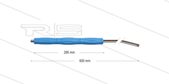 RP10 lans - L=600mm - gebogen - RVS - blauw - isolatie L=295mm - 400 Bar - max 80°C - 2 x 1/4" bu