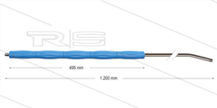 RP10 lans - L=1200mm - gebogen - RVS - blauw - isolatie L=495mm - 400 Bar - max 80°C - 2 x 1/4" bu