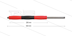 RP50 lans - L=500mm - recht - RVS - isolatie L=295mm - rood/zwart - 500 Bar - max 80°C - 2x 1/4" bu