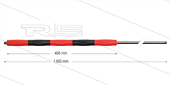 RP50 lans - L=1000mm - recht - RVS - isolatie L=495mm - rood/zwart - 500 Bar - max 80°C - 2x 1/4" bu