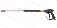 MV951 Spuitlansset - dubbel swivelend - RVS - L=700mm - met kantelbare nozzlehouder incl. nozzles 00.020 + 40.020 - 3/8" bi - max 250 Bar