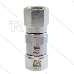 SW25 - Swivel - RVS / messing - 250 Bar - 40 l/min - max 90°C - 30 tpm - 2 x 3/8" bi