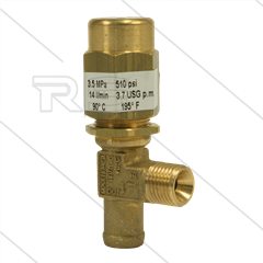 VS30 - veiligheidsventiel - 30 Bar - 14 l/min - 60°C - In: 1/4" bu - Bypass: 13mm tule + 1/8" bi