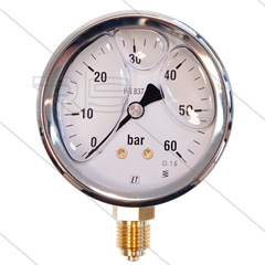 Manometer 0-60 Bar - 1/4" bu - onderaansluiting - Ø63mm