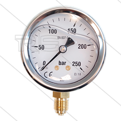Manometer 0-250 Bar - 1/4" bu - onderaansluiting - Ø63mm