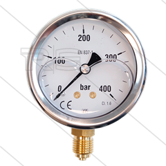 Manometer 0-400 Bar - 1/4" bu - onderaansluiting - Ø63mm