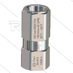 VNR-I - Terugslagklep - RVS - 400 Bar - 80 l/min - max 90°C - 2 x 1/2" bi