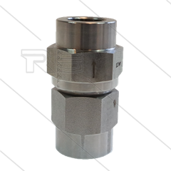 Terugslagklep - RVS - 400 Bar - 5 tot 60 l/min - 200°C - openingsdruk 1,0 Bar - 2 x 1/2" bi