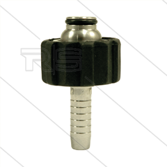 Persnippel - RVS - 3/8" - M22x1,5 wartelmoer - Zwart