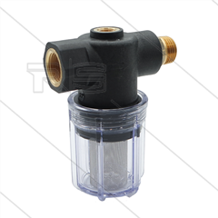F5 LB - kunststof strainer - transparant filterglas - met 1/4" bypassaansluiting - 300 mµ - 10 Bar