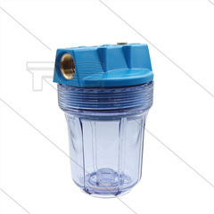 Patroonfilter 5" - 2x 3/4" bi - transparant glas - H=176mm - max 8,6 Bar - max 40°C