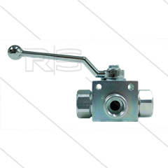 Kogelkraan 1" - 3-weg - RVS316 - L-boring - 400 Bar - Ø=10mm - 3 x 1" bi