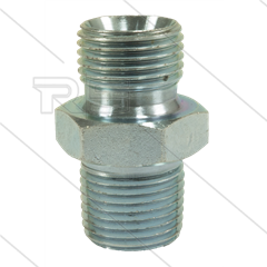 Dubbele nippel - staal - max 350 Bar - 3/8" bu BSP x 3/8" bu NPT