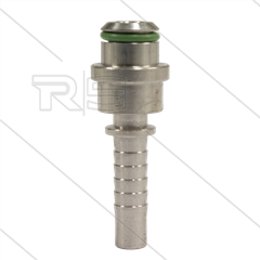 Persnippel - RVS - 5/16" - vlak - met O-ring - tbv M22x1,5 wartel