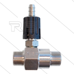 Chemicaliën injector - RVS - regelbaar - Ø1.5mm (065) - 350 Bar - 30 l/min - max 90°C - 2 x 3/8" bu