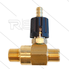 Chemicaliën injector - messing - regelbaar - Ø2.1mm (120) - 280 Bar - 30 l/min - max 90°C - 2 x 3/8"