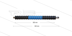 Iso77 lans - L=322mm - recht - RVS - draaibare isolatie L=300mm - zwart/blauw/zwart - max 80°C