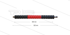 Iso77 lans - L=322mm - recht - RVS - draaibare isolatie L=300mm - zwart/rood/zwart - max 80°C