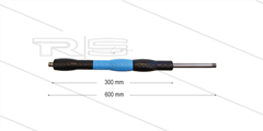 Iso88 lans - L=600mm - recht - RVS - draaibare isolatie L=300mm - zwart/blauw/zwart - max 80°C