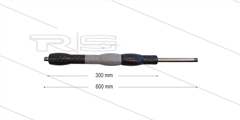 Iso88 lans - L=600mm - recht - RVS - draaibare isolatie L=300mm - zwart/grijs/zwart - max 80°C