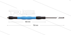 Iso88 lans - L=700mm - recht - RVS - draaibare isolatie L=400mm - zwart/blauw/zwart - max 80°C