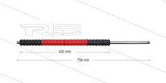 Iso77 lans - L=700mm - recht - RVS - draaibare isolatie L=400mm - zwart/rood/zwart - max 80°C