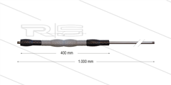 Iso88 lans - L=1000mm - recht - RVS - draaibare isolatie L=400mm - zwart/grijs/zwart - max 80°C