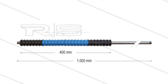 Iso77 lans - L=1000mm - recht - RVS - draaibare isolatie L=400mm - zwart/blauw/zwart - max 80°C