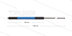 Iso77 lans - L=1000mm - recht - RVS - isolatie L=400mm - zwart/blauw/zwart - max 80°C - 400 Bar - 2 x 1/4" bu