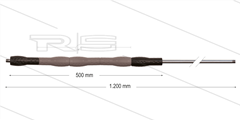 Iso88 lans - L=1200mm - recht - RVS - draaibare isolatie L=500mm - zwart/grijs/zwart - max 80°C