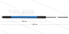 Iso77 lans - L=1200mm - recht - RVS - draaibare isolatie L=500mm - zwart/blauw/zwart - max 80°C