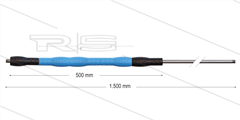 Iso88 lans - L=1500mm - recht - RVS - draaibare isolatie L=500mm - zwart/blauw/zwart - max 80°C